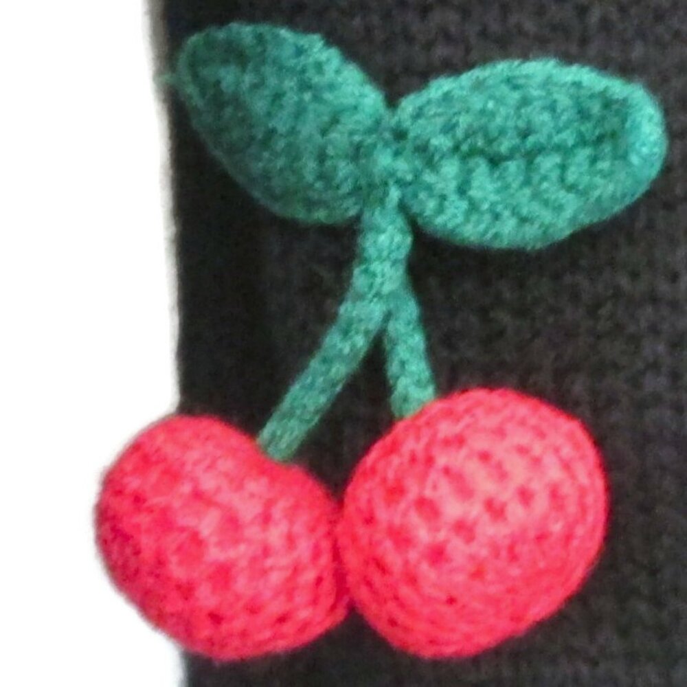 NEW Smak Parlour Black Cherries Cropped Knit Cardigan size medium large - Picture 4 of 7